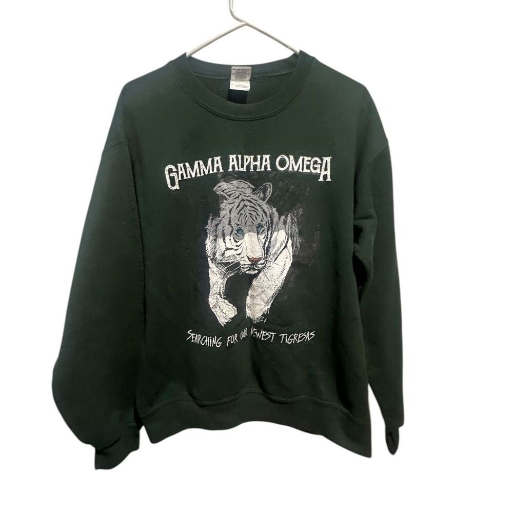 Vintage Gamma Alpha Omega Green Crewneck Sz M Searching for Our Newest Tigresas